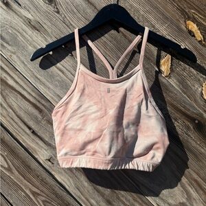 Nobull Pink Tie-Dye Strappy Sports Bra